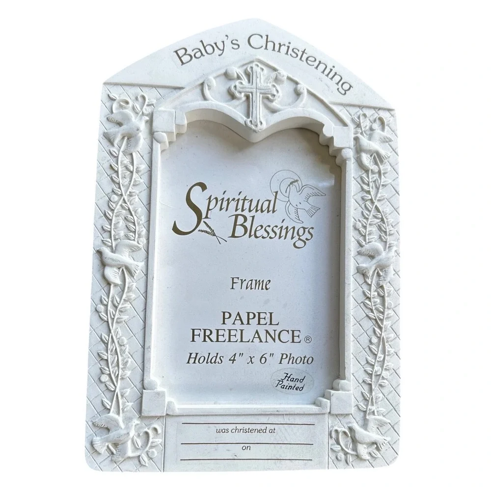 Papel Freelance Spiritual Blessings Babys Christening 4x6 Picture Frame White‎